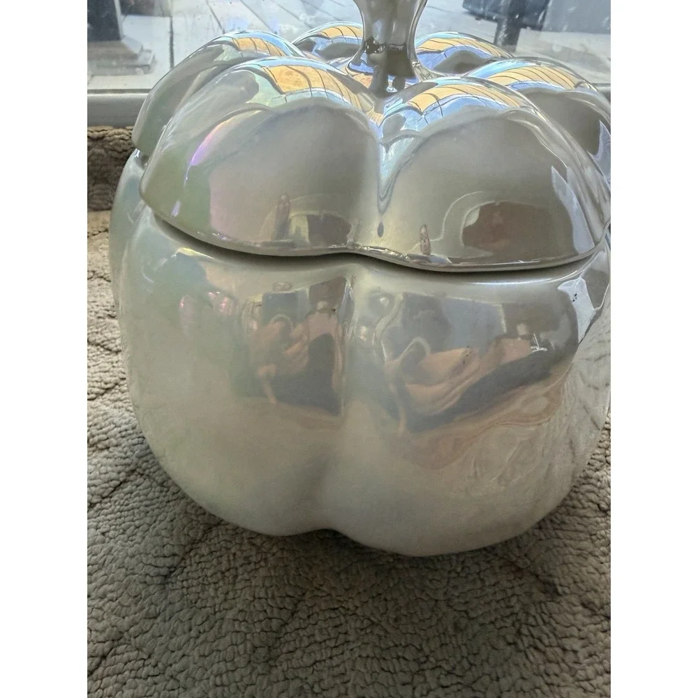 Rae Dunn White Iridescent MAGIC Halloween Pumpkin Canister